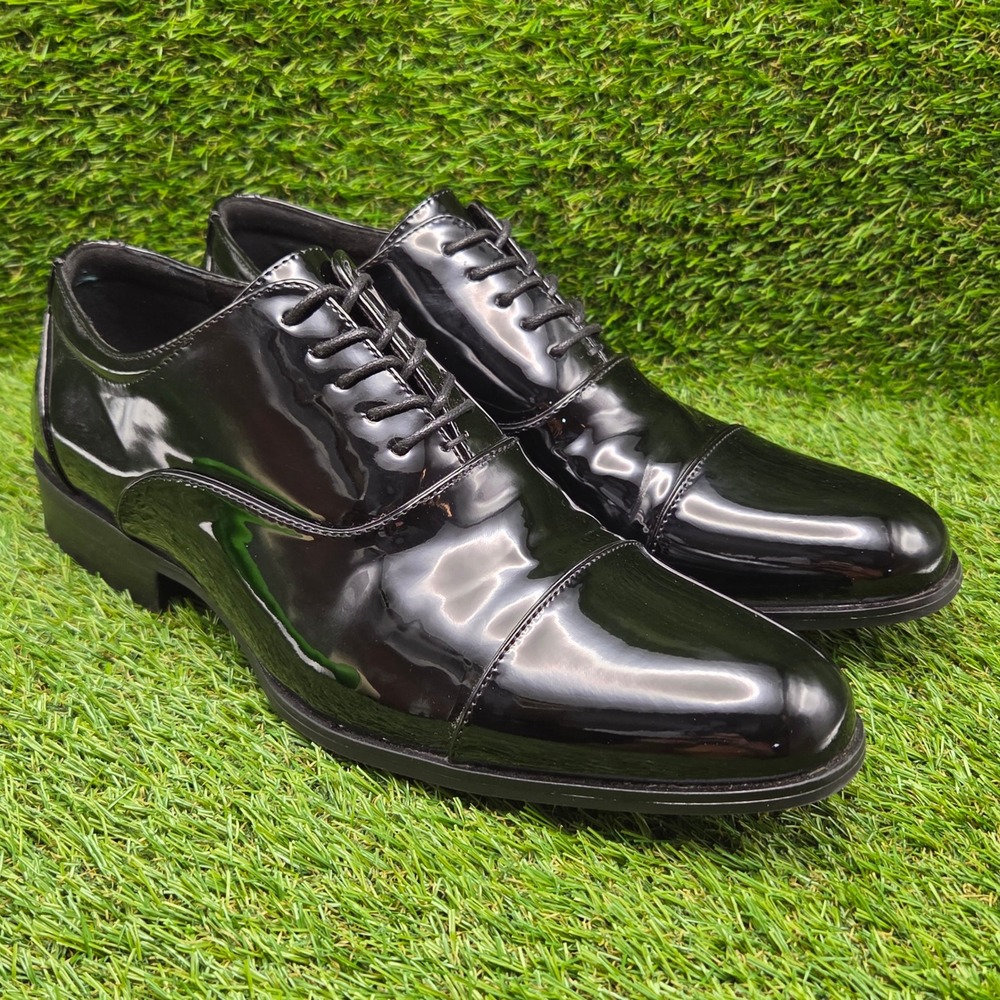 Stacy Adams Gala Cap Toe Oxford Patent Dress Shoes Black Men's SIZE 9